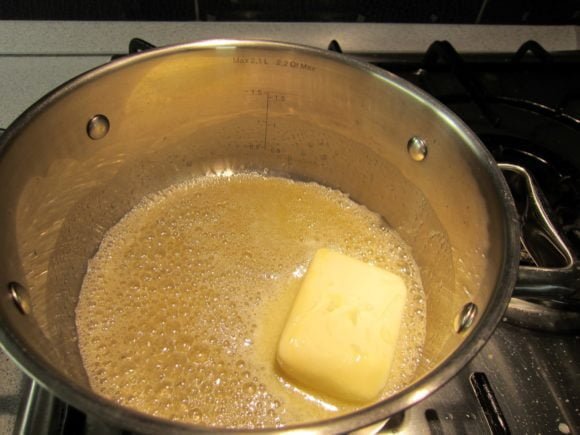 Melting butter for bechamel sauce