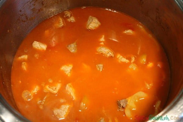 Add water to goulash