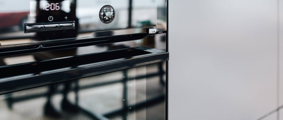 Metallic oven in modern kitchen