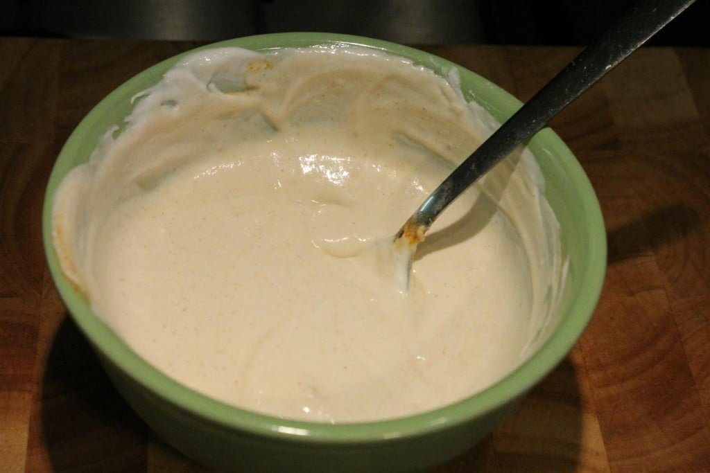Mushroom goulash step 4 - sour creme and flour
