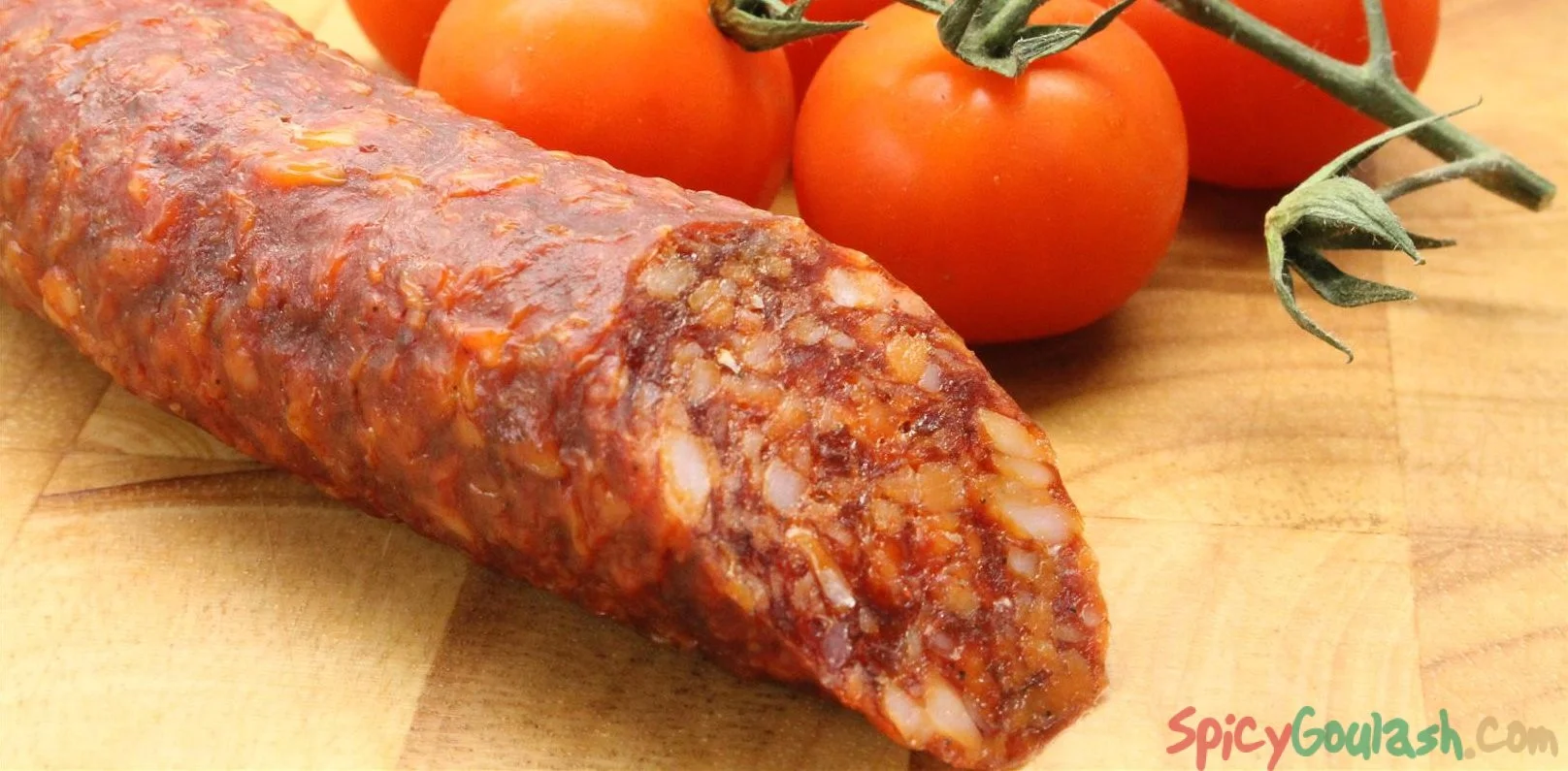 Hungarian sausage (Gyulai) with cherry tomatoes