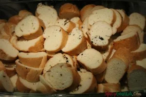 Mix bread slices with wet ingredients