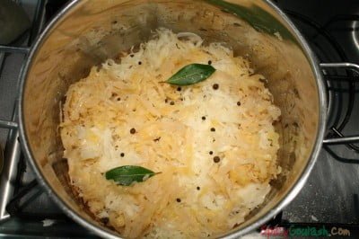 Add sauerkraut, peppercorns, allspice, bay leaves
