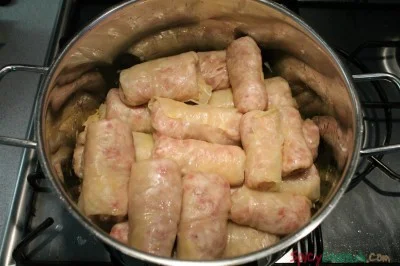 Place the cabbage rolls inside your pot