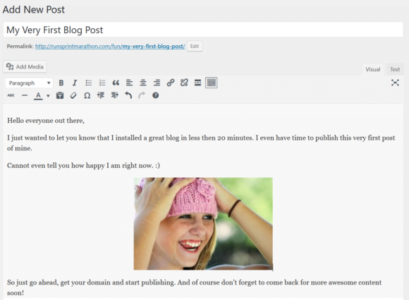 How To Start A Blog - First Post Example