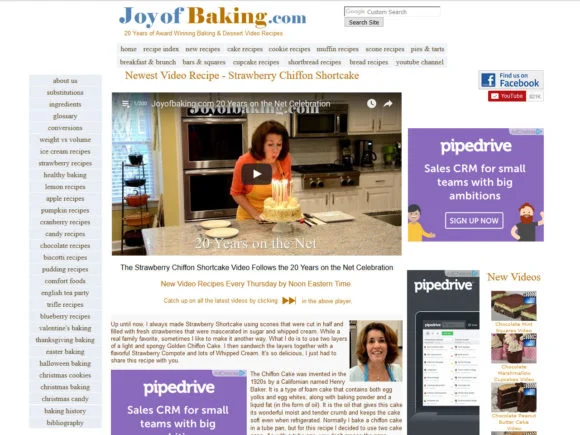 joyofbaking.com cooking blog screenshot