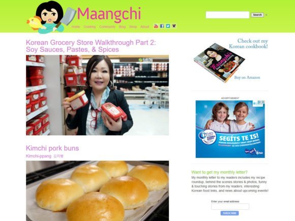 maangchi.com cooking blog screenshot