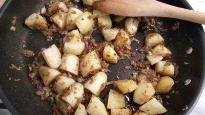 Add diced potatoes
