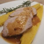 Rosemary pork loin served with polenta